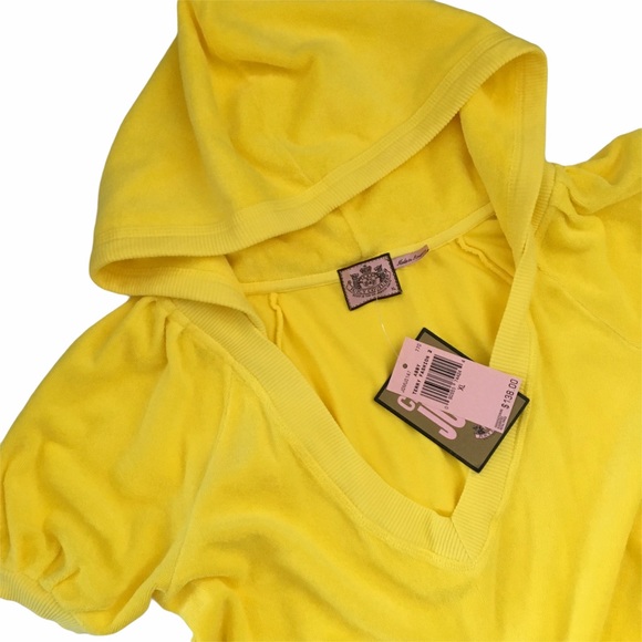 HTF: new Juicy Couture ♚ Terry Puff Sleeve Hoodie Romper ♚ Abby Bright Yellow XL - Picture 7 of 16